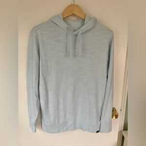 FAHERTY Men’s Slub 100% Organic Cotton Hoodie Sky Blue Size Medium Lightweight